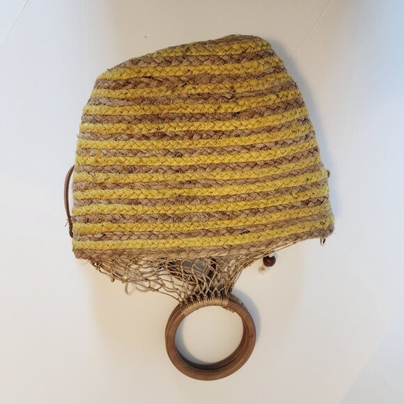 Woven Stripe Crossbody Bag With Drawstring Lining & Top Handle - Picture 7 of 14